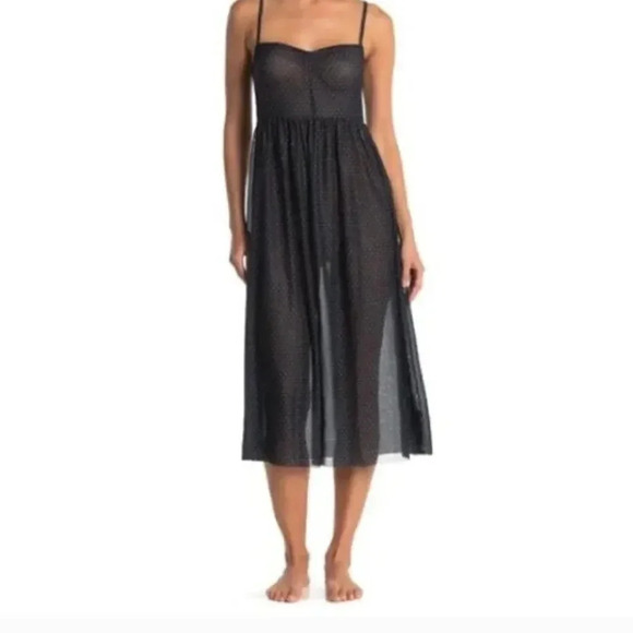 Free People Dresses & Skirts - Free People Intimately Madeline Slip Dress Sheer Polka Dot New Navy Size Small